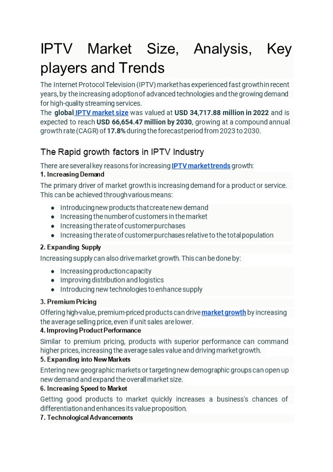 IPTV Market Size, Analysis, Key players and Trends