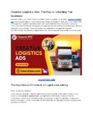 Creative Logistics Ads: The Key to Unlocking Your Business
