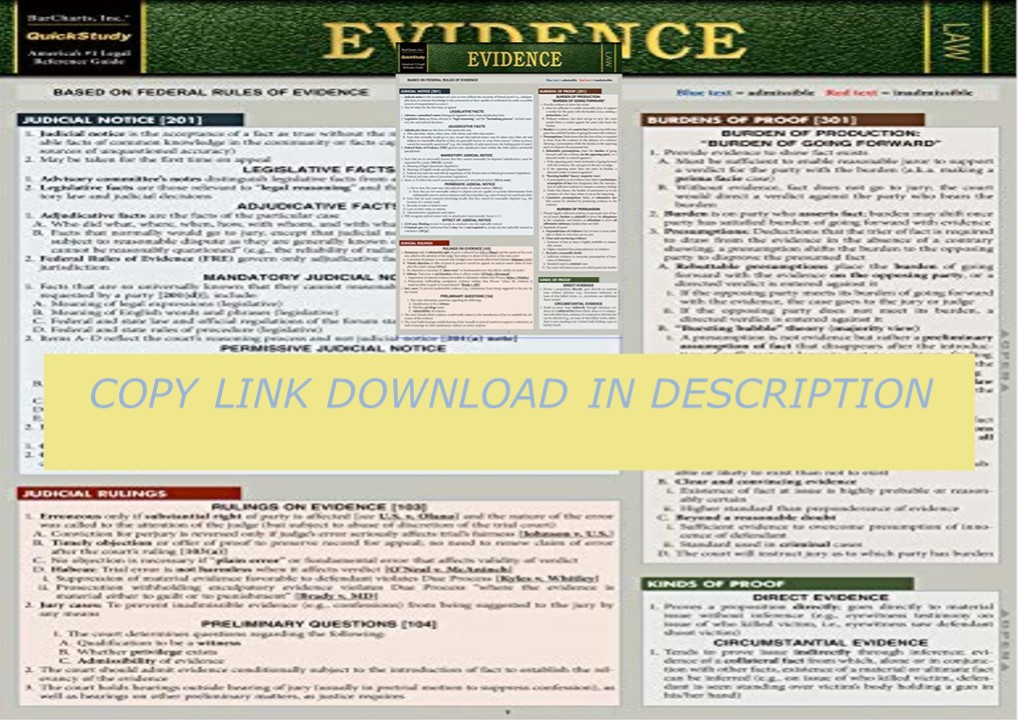 Download⚡(PDF)❤ Evidence (Barcharts Quickstudy: Law) Kindle Edition