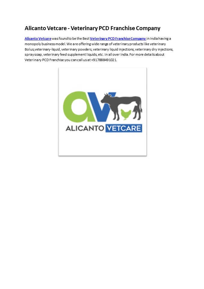 Alicanto Vetcare - Veterinary PCD Franchise Company
