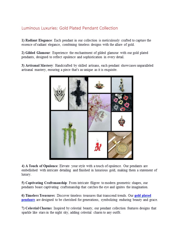 Luminous Luxuries: Gold Plated Pendant Collection