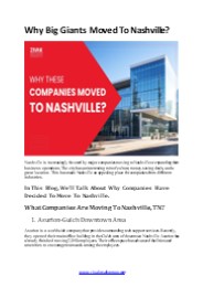 Why Companies like Oracle, Amazon Are Moving to Nashville?