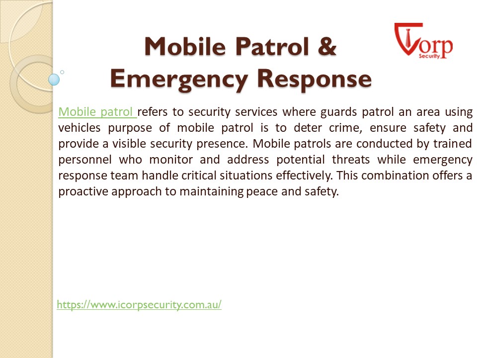 Mobile Patrol & Emergency Response Service – ICORP Security