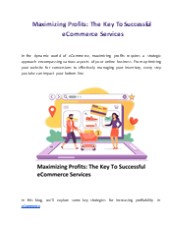 Maximizing Profits: The Key To Successful eCommerce Services