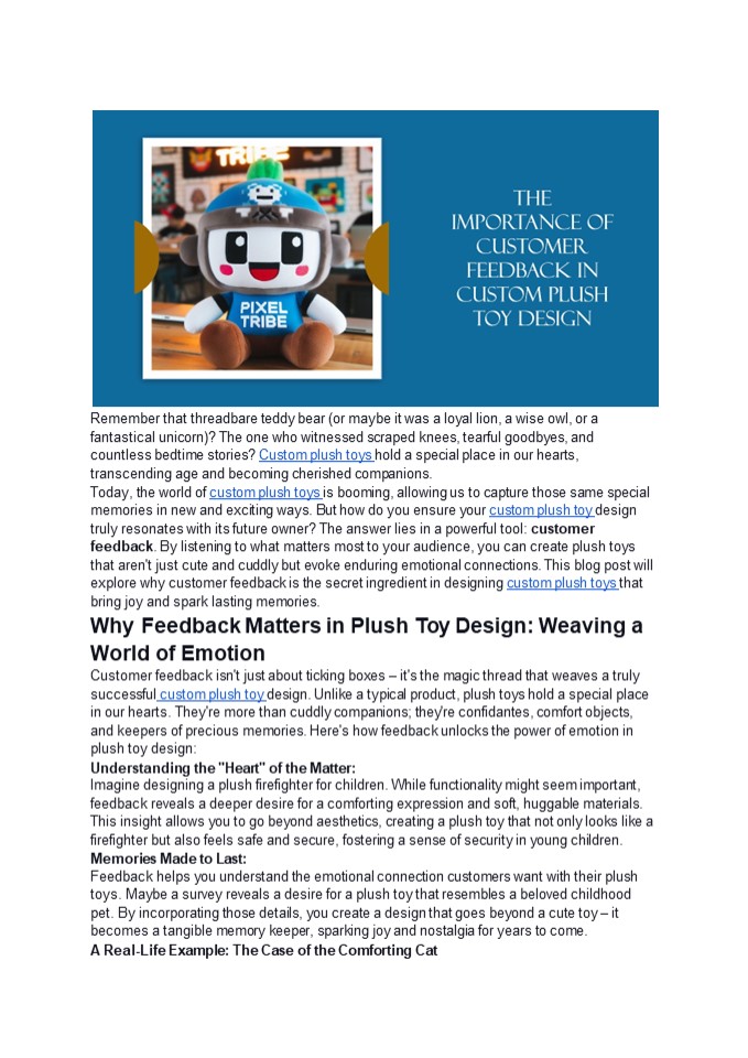 The Importance of Customer Feedback in Custom Plush Toy Design