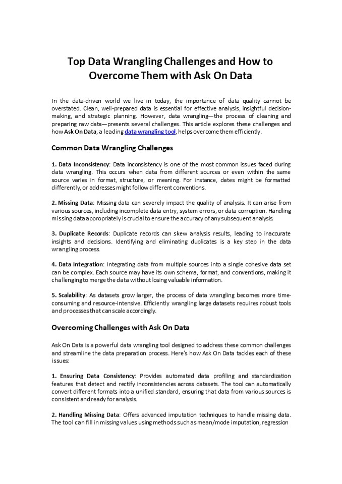 Top Data Wrangling Challenges and How to Overcome Them with Ask On Data ...