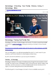 Genealogy: Tracing Your Family Tree (1)