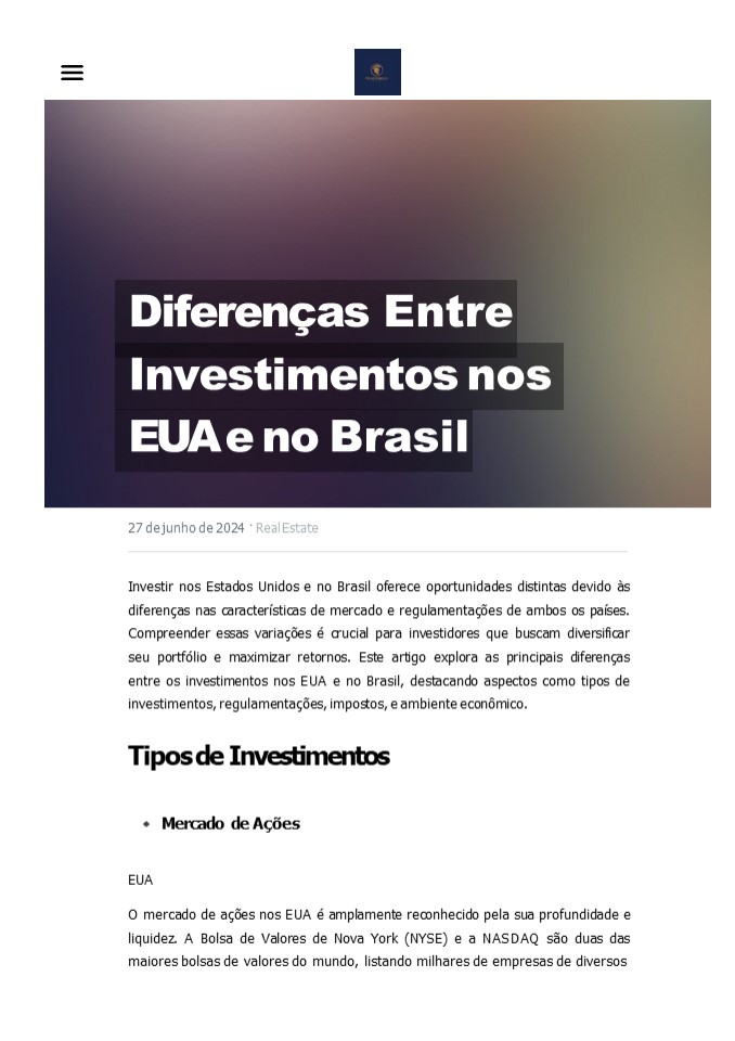 Diferenças Entre Investimentos nos EUA e no Brasil
