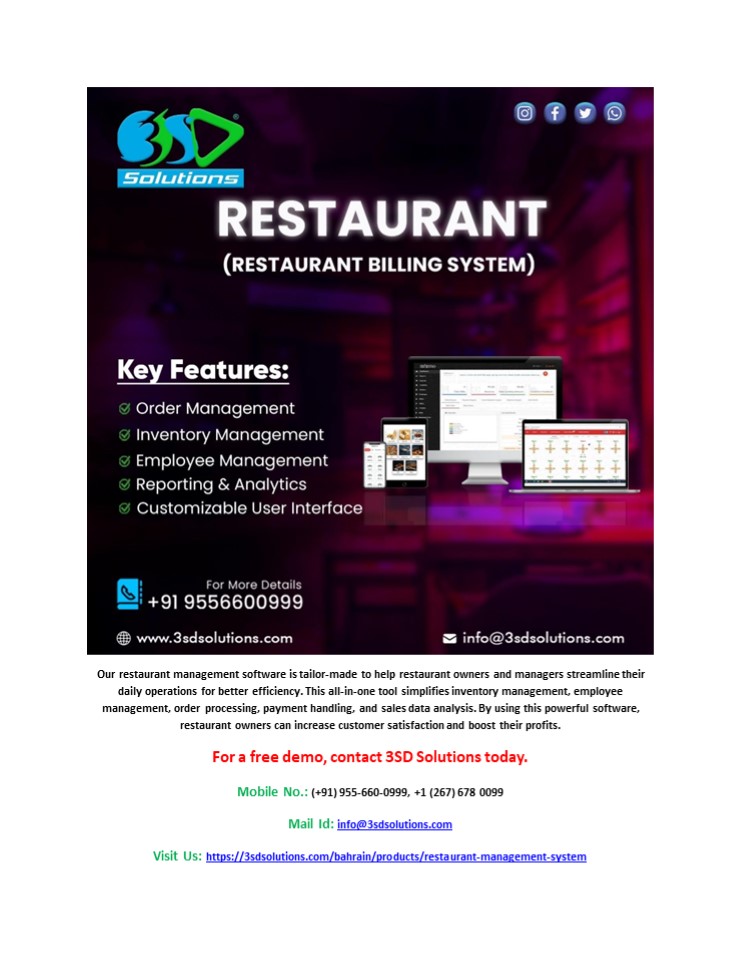 Restaurant Billing System in Bahrain