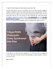 7 Days PCOS Diet Plan