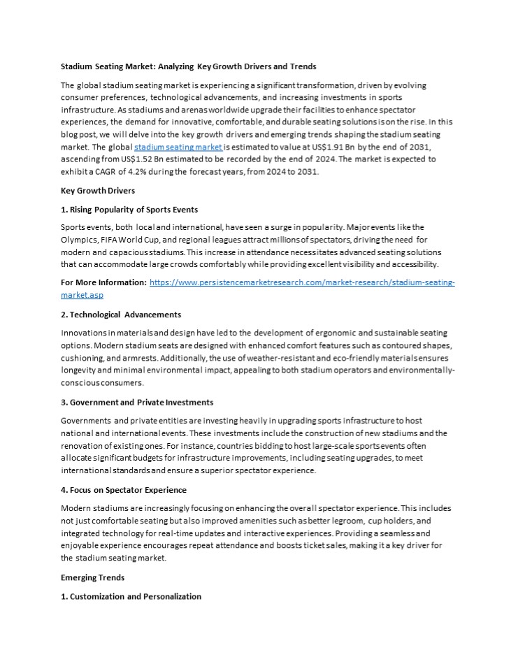 Global Stadium Seating Market: Trends, Growth, and Challenges