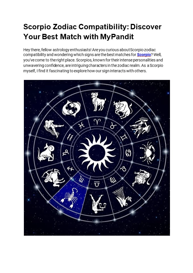 Scorpio Zodiac Compatibility: Discover Your Best Match with MyPandit