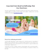 Important Facts About Foot Reflexology That One Must Know
