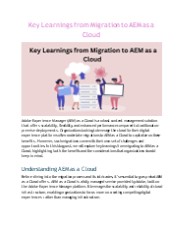 Key Learnings from Migration to AEM as a Cloud