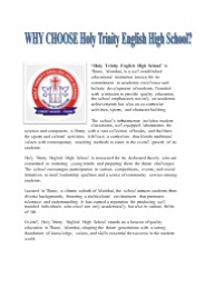 Why to choose Holy Trinity School?