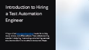 Introduction to Hiring a Test Automation Engineer