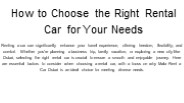 How to choose right rental Car