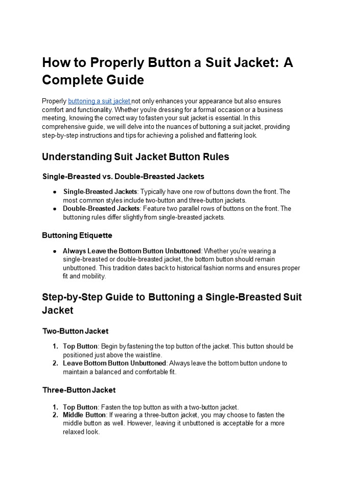 How to Properly Button a Suit Jacket: A Complete Guide