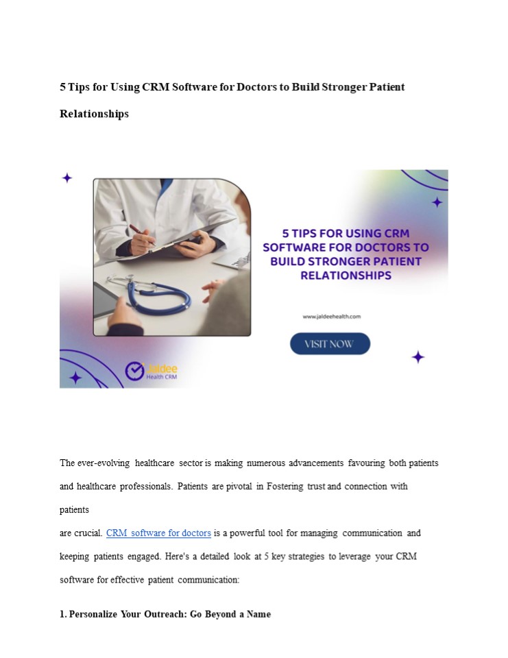 PPT – 5 Tips for Using CRM Software for Doctors to Build Stronger ...