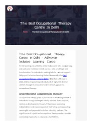 Best Occupational Therapy Centre In Delhi