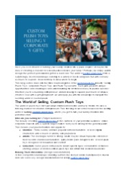 Custom Plush Toys: Selling V Corporate V Gifts