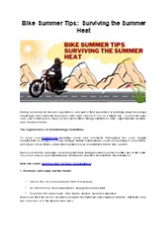 Bike Summer Tips: Surviving the Summer Heat