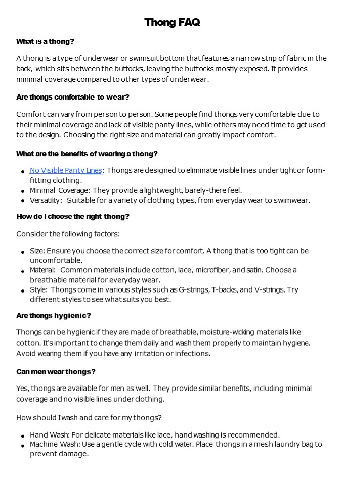 Thong Underwear: Frequently Asked Questions (FAQ)