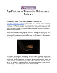Top Features of Preventive Maintenance Software