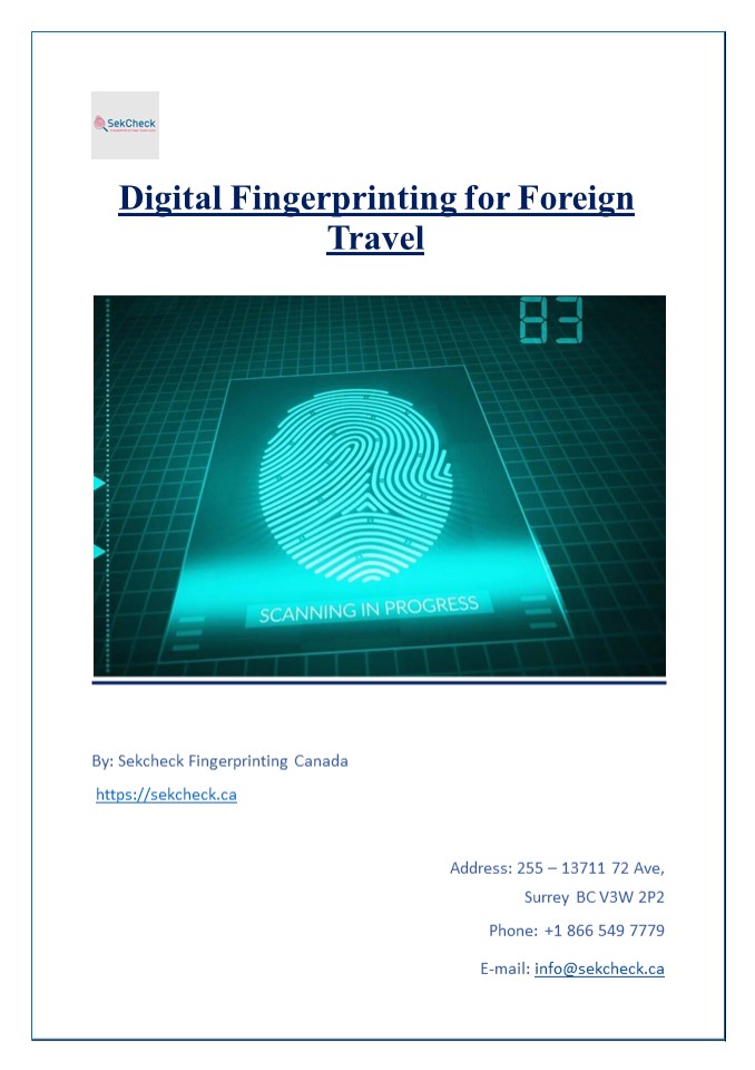 Digital Fingerprinting for Foreign Travel
