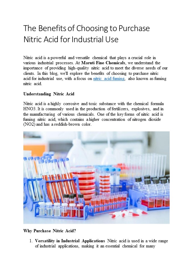 PPT The Benefits of Choosing to Purchase Nitric Acid for Industrial