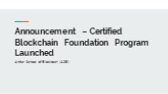 Announcement – Certified Blockchain Foundation Program Launched at ASB