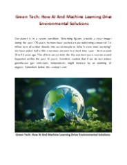 Green Tech: How AI And Machine Learning Drive Environmental Solutions