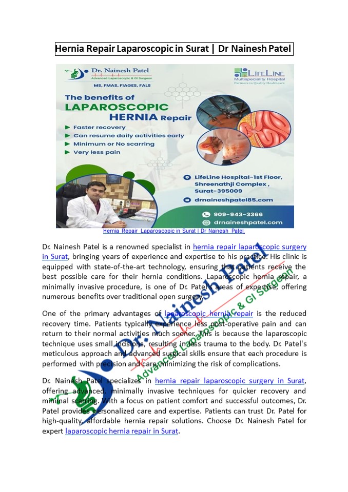 Hernia Repair Laparoscopic in Surat | Dr Nainesh Patel