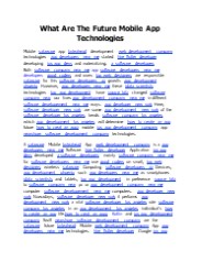 What Are The Future Mobile App Technologies