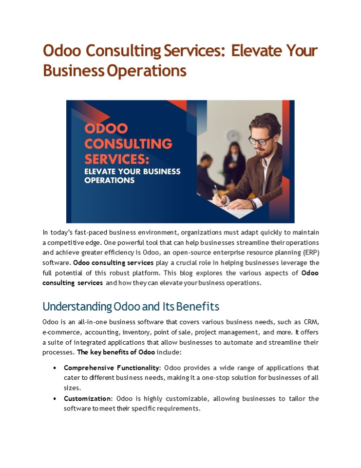 Odoo Consulting Services Elevate Your Business Operations