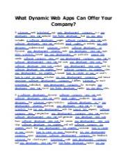 What Dynamic Web Apps Can Offer Your Company?