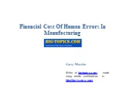 Financial Cost Of Human Errors In Manufacturing