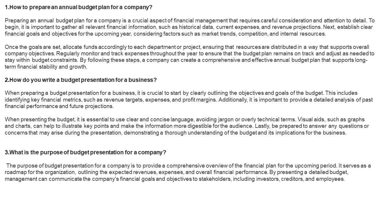 The Key Components of an Effective Annual Budget Presentation