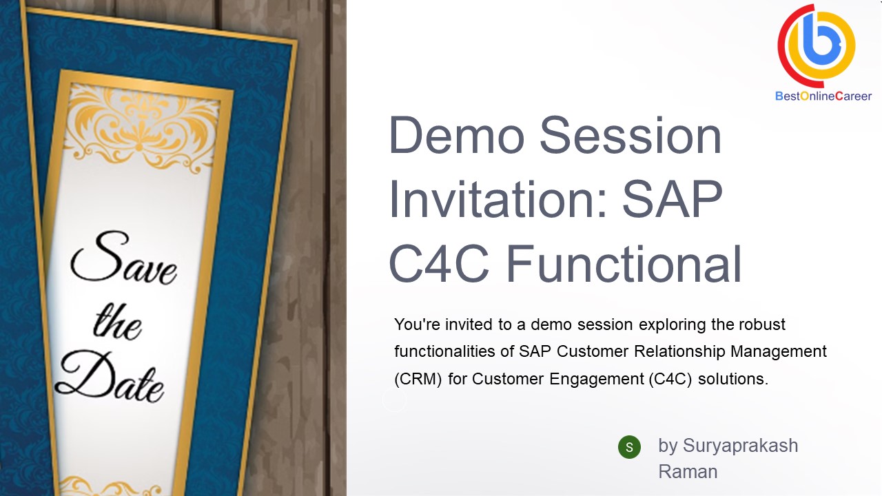 SAP C4C Functional Online Training Demo Session