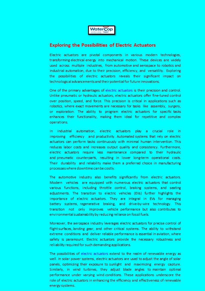 Exploring the Possibilities of Electric Actuators