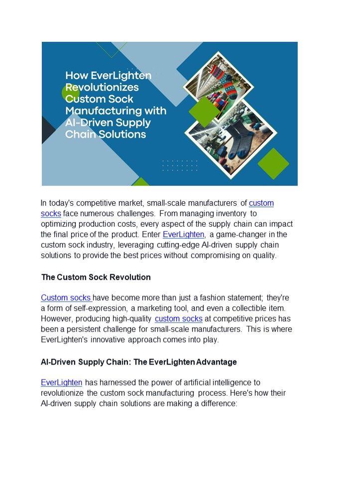 How EverLighten Revolutionizes Custom Sock Manufacturing with AI-Driven Supply Chain Solutions