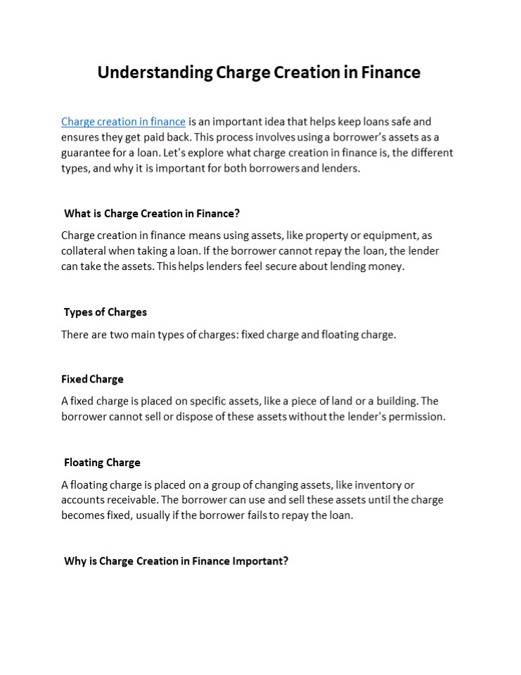 Understanding Charge Creation in Finance
