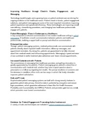 IMPROVING HEALTHCARE THROUGH CHECK-IN KIOSKS, ENGAGEMENT, AND MESSAGING