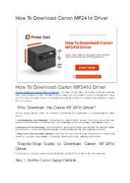 How to Download and Install the Canon MF241d Driver