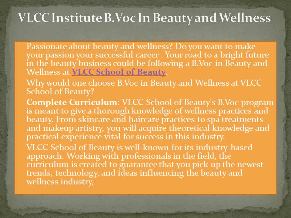 VLCC Institute B.Voc In Beauty and Wellness