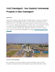 Visit Chandigarh: Your Guide to Commercial Property New Chandigarh
