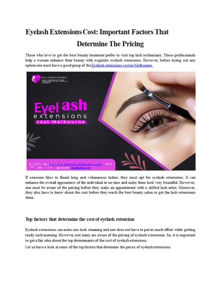 Eyelash extensions cost, Nail salon Melbourne - eyelashnailsbeauty