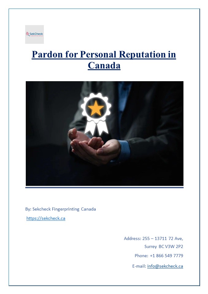 Pardon for Personal Reputation in Canada