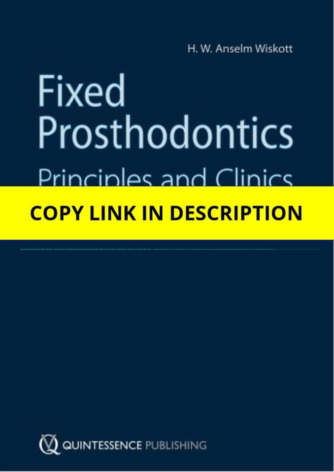 Download Fixed Prosthodontics: Principles and Clinics 1st Edition Ipad