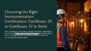UEE40420 - Certificate IV in Electrical Instrumentation Perth